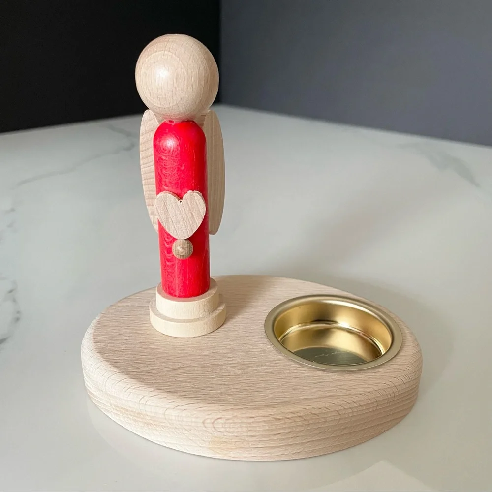 German Wood Angel Tea Light Holder
